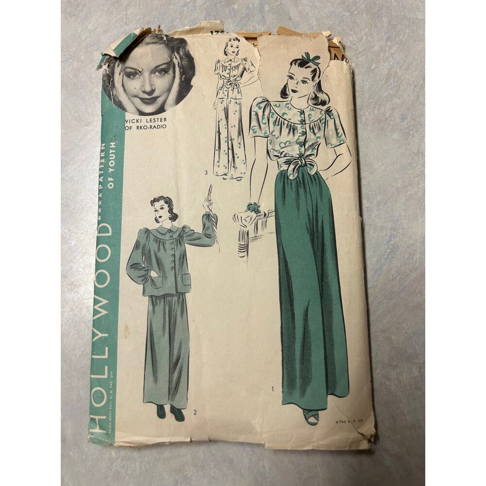 Vintage 30's Hollywood Pattern Vicki Lester #1795‎ 2 Piece Lounging Ensemble
